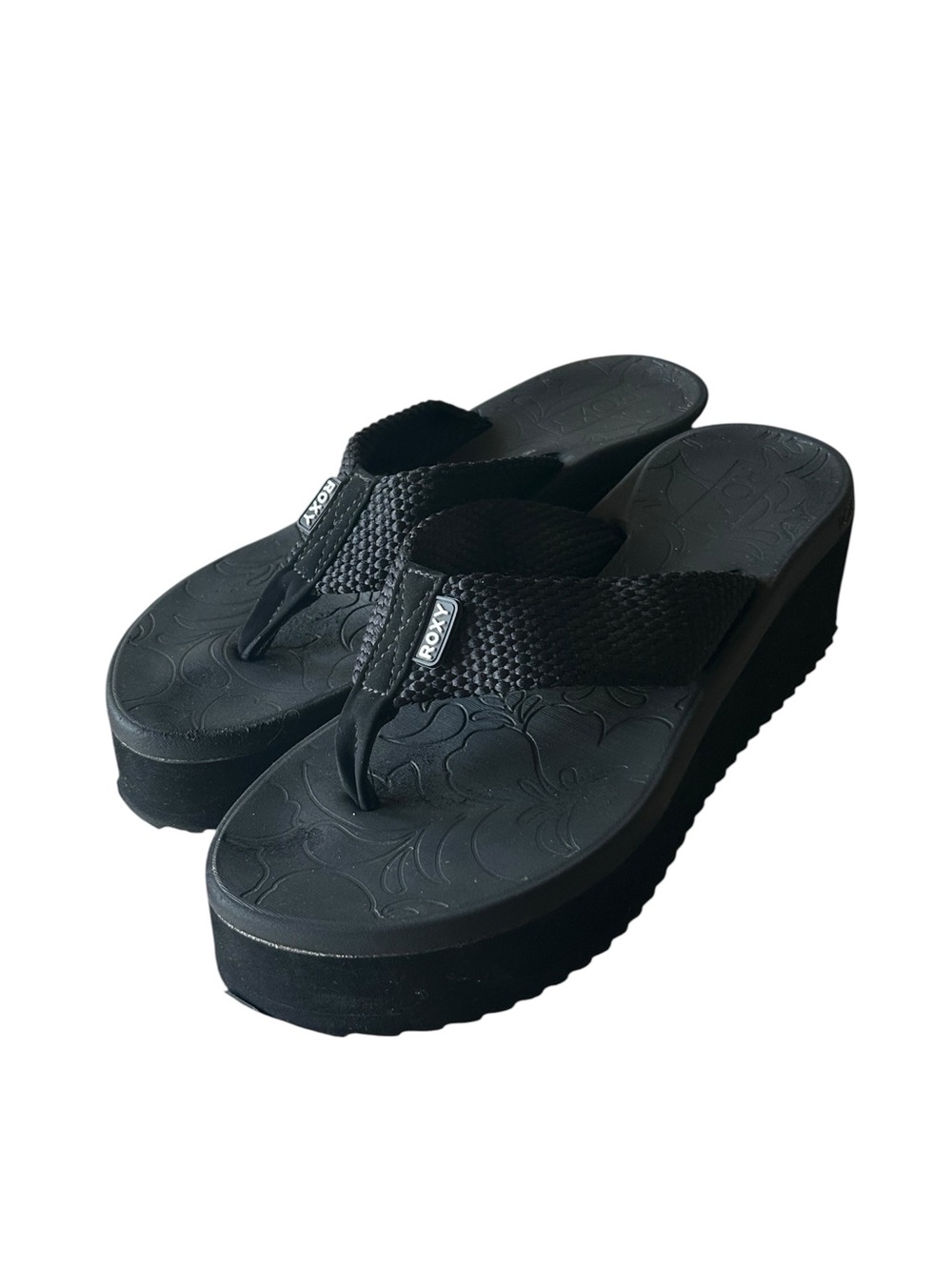 Roxy KALLI II Thick Platform Wedge Sandals Black Slip On Size 11